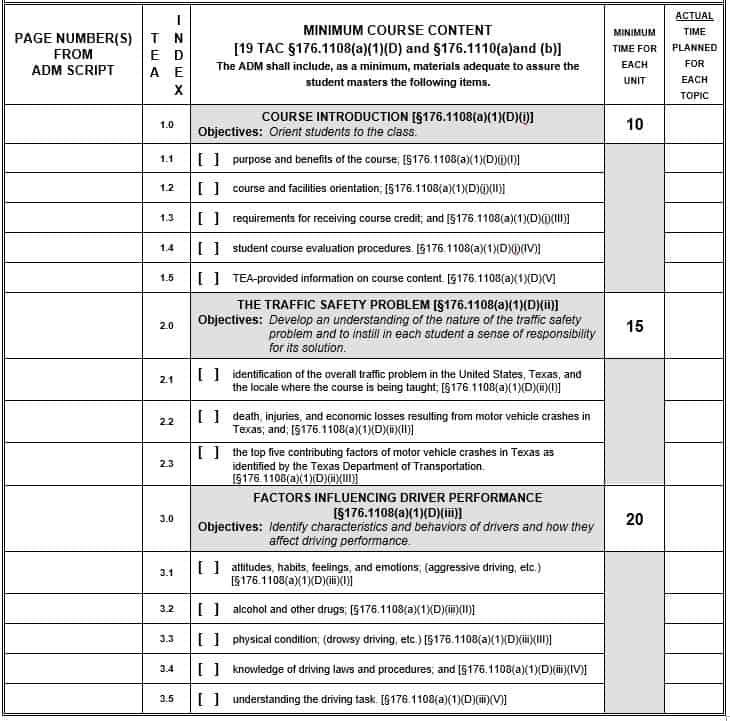 texas defensive driving curriculum